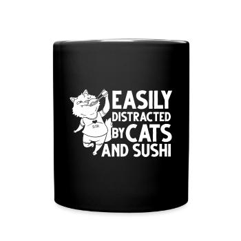 Katze Sushi Japanische Nigiri Schüssel Maker - Tasse einfarbig - Schwarz - Vorne