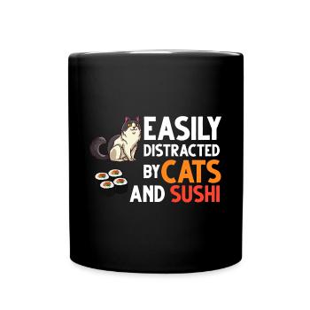Katze Sushi Japanische Nigiri Schüssel Maker - Tasse einfarbig - Schwarz - Vorne