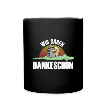 Dankeschön, Comic, Bier, Spruch, Cartoon, Lustig - Tasse einfarbig - Schwarz - Vorne