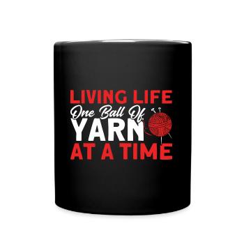 Yarn Knitting Knitting Knitting Fabric Gift - Full Colour Mug - black - Front