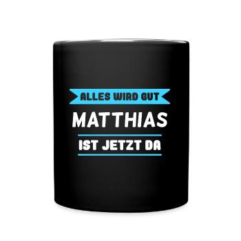 Matthias Name Design für stolze Matthias - Tasse einfarbig - Schwarz - Vorne