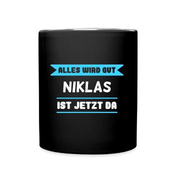 Niklas Name Design für stolze Niklas - Tasse einfarbig - Schwarz - Vorne