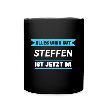 Steffen Name Design für stolze Steffens - Tasse einfarbig - Schwarz - Vorne