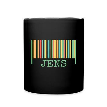 Strichcode Jens - Tasse einfarbig - Schwarz - Vorne