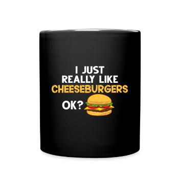 Cheeseburger Cheese Sandwich Hamburger - Full Colour Mug - black - Front