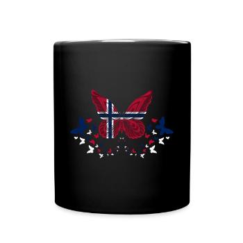 Norway Norwegian Norway Flag Butterflies - Full Colour Mug - black - Front