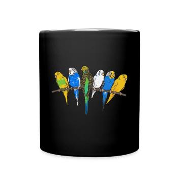 Budgerigar Parakeet Bird Pet Gift - Full Colour Mug - black - Front