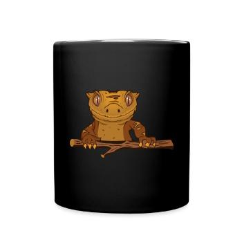 Kronengecko Eidechse Reptil Herpetologe - Tasse einfarbig - Schwarz - Vorne