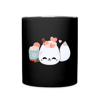 Cute arctic fox - Full Colour Mug - black - Front