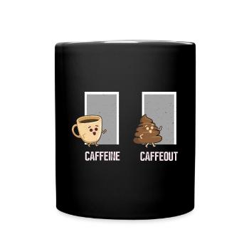 Koffein Koffout - Lustiges Kaffee - Tasse einfarbig - Schwarz - Vorne