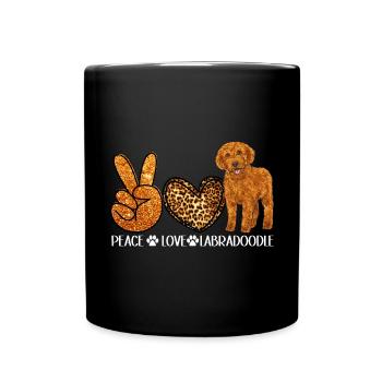 Labradoodle Dog - Full Colour Mug - black - Front