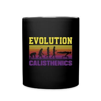 Evolution of man Calisthenics Retro Vintage - Tasse einfarbig - Schwarz - Vorne