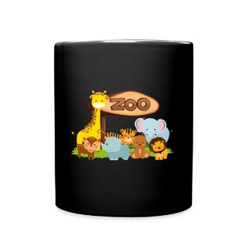 Mignon Zoo Animaux Garçons Filles Kawaii Safari - Mug uni - noir - Devant