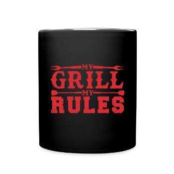 Lustiger Grill-Spruch I Grillen Motiv - Tasse einfarbig - Schwarz - Vorne