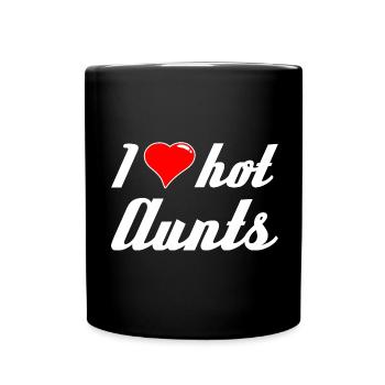 J’aime les tantes chaudes Ich liebe Tanten Männer Spruch - Mug uni - noir - Devant