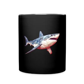 Weißer Hai - Tasse einfarbig - Schwarz - Vorne