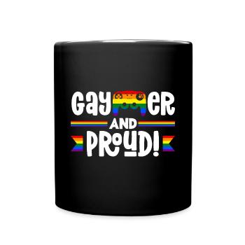 Gaymer et fier! Rainbow LGBTQ + Gay Lesbienne - Mug uni - noir - Devant