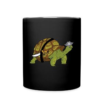 Pirate Tortoise Kids Reptile Pet Lover Turtle - Full Colour Mug - black - Front