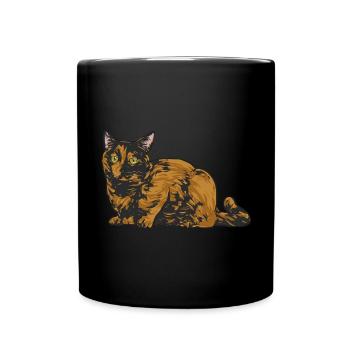 Schildpatt Katze Tortoiseshell Cat Tortie - Tasse einfarbig - Schwarz - Vorne