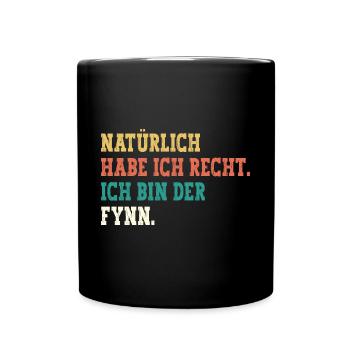 Fynn Lustiger Spruch Vorname Name Fynn - Tasse einfarbig - Schwarz - Vorne