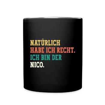 Nico Lustiger Spruch Vorname Name Nico - Tasse einfarbig - Schwarz - Vorne