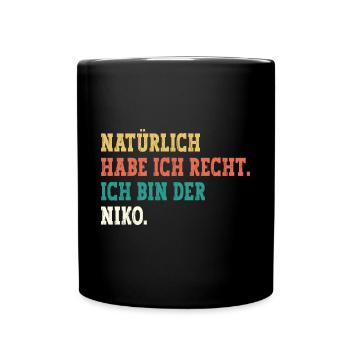 Niko Lustiger Spruch Vorname Name Niko - Tasse einfarbig - Schwarz - Vorne
