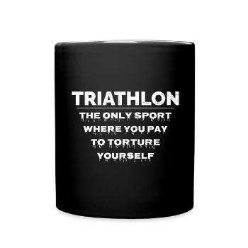 Schwimmen Rad Laufen Triathlon Triathlet Leichtathletik - Tasse einfarbig - Schwarz - Vorne