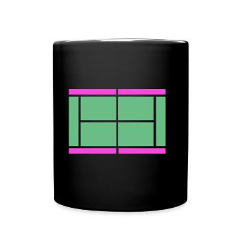 Tennis Matchball Tennisplatz Netzball Tenniscourt - Tasse einfarbig - Schwarz - Vorne