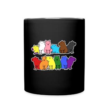 Pride Progress Flagge Capybara Gleichberechtigung - Tasse einfarbig - Schwarz - Vorne
