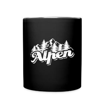 Alpen - Wald und Berge Wandern Erholung - Tasse einfarbig - Schwarz - Vorne