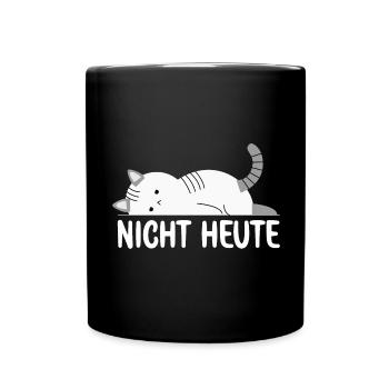 Bitte nicht Heute Müde Katze will schlafen Katzen - Tasse einfarbig - Schwarz - Vorne