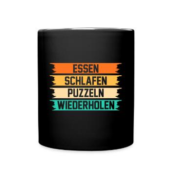 Puzzlefan Puzzler Puzzleteile Puzzle - Tasse einfarbig - Schwarz - Vorne