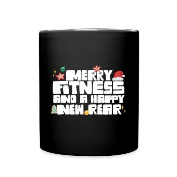 Merry Fitness And A Happy New Rear Christmas Gym - Full Colour Mug - black - Front
