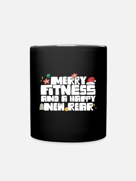 Merry Fitness And A Happy New Rear Christmas Gym - Tasse einfarbig - Schwarz