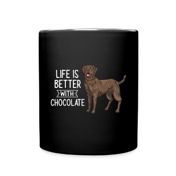 Chien Labrador Retriever chocolat - Mug uni - noir - Devant