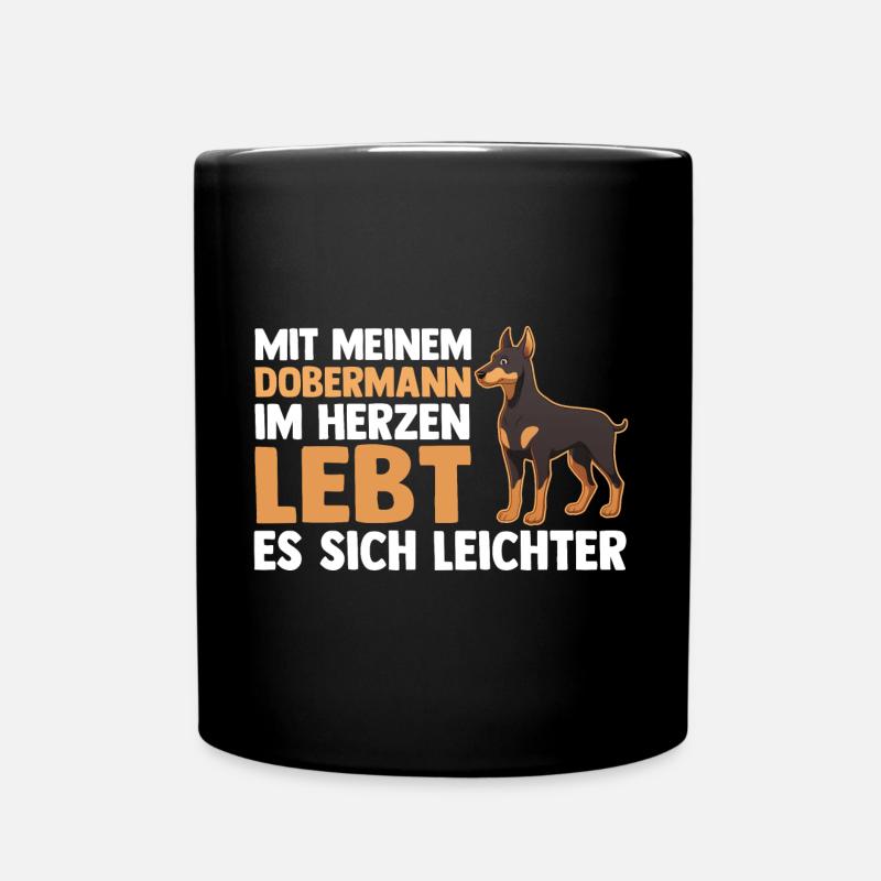 Hund Dobermann - Tasse einfarbig - Schwarz