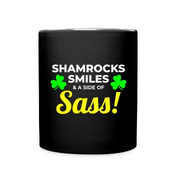 Shamrocks, Smiles, and Sass: Funny Irish Girl - Full Colour Mug - black - Front