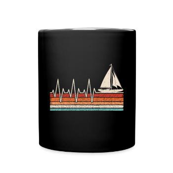 Segelboot Herzschlag - Tasse einfarbig - Schwarz - Vorne