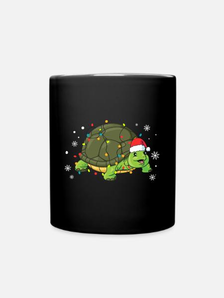 Schildkröte Weihnachten - Tasse einfarbig - Schwarz