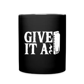 Playing Harmonica Gift - Full Colour Mug - black - Front