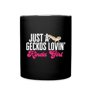 Leopardgecko Reptil Haustier Gecko - Tasse einfarbig - Schwarz - Vorne