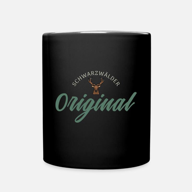 Schwarzwälder Original mit Hirschkopf - cool ! - Tasse einfarbig - Schwarz