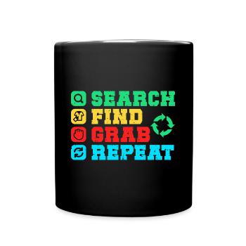 Thrift Shopper Search Find Grab Thrift Store - Full Colour Mug - black - Front