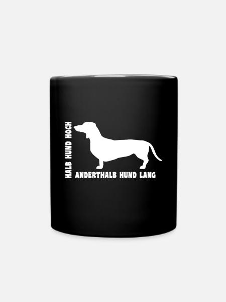 Dackel - Halb Hund hoch anderthalb Hund lang - Tasse einfarbig - Schwarz