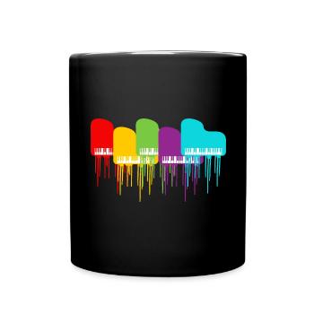 Buntes Klavier | Musikinstrument Piano Pianist - Tasse einfarbig - Schwarz - Vorne