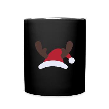 Chapeau de noël père noël bois - Mug uni - noir - Devant