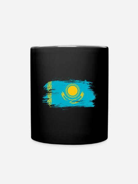 Kasachstan Flagge - Tasse einfarbig - Schwarz