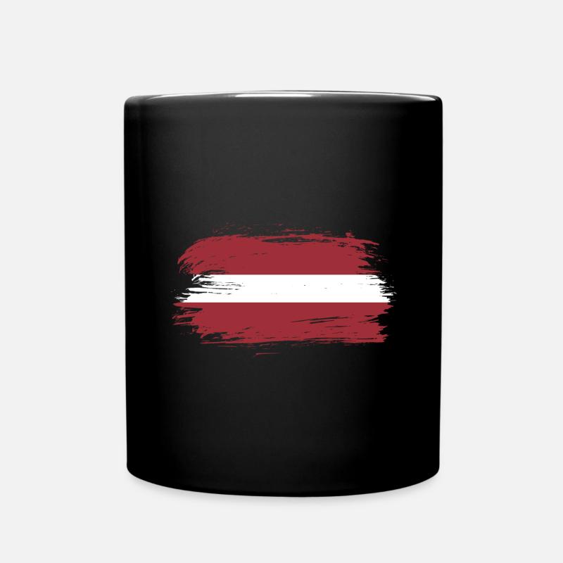 Latvia flag - Full Colour Mug - black