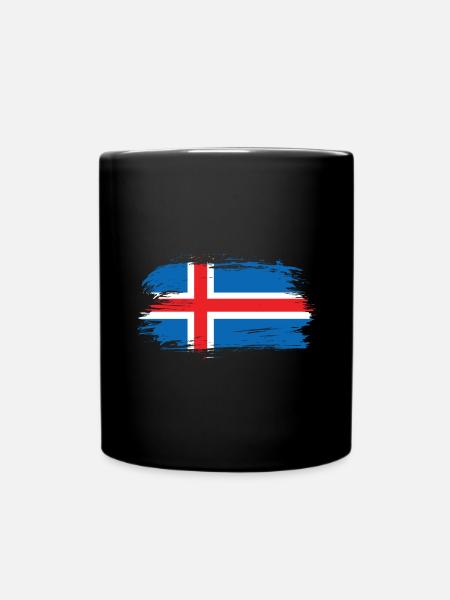 Island Flagge - Tasse einfarbig - Schwarz