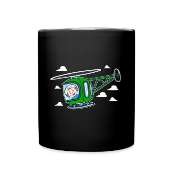 Hélicoptère vert | Bébé et hélicoptère - Mug uni - noir - Devant